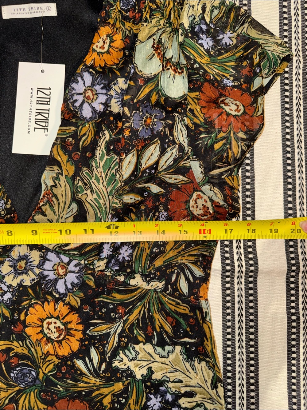 12th Tribe Black Floral Deep V-Neck Tiered Maxi Dress, Large, NWT - Picture 6 of 15